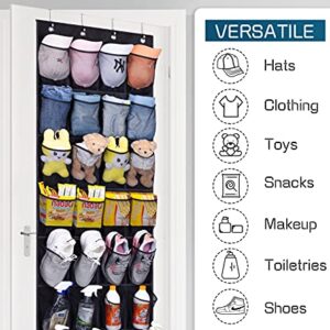 AOODA 28 Mesh Large Pockets Over The Door Shoe Organizer, Hanging Shoe Organizer for Closet Door Shoe Rack Hanger Holder, Black