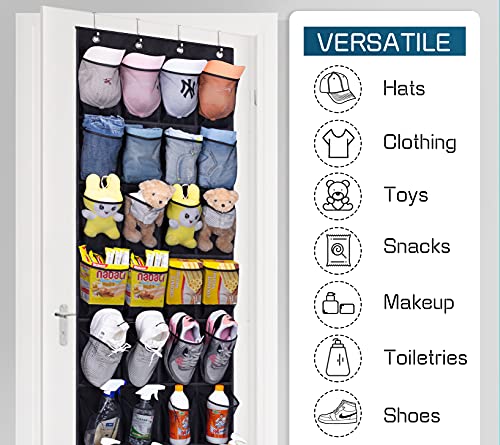 AOODA 28 Mesh Large Pockets Over The Door Shoe Organizer, Hanging Shoe Organizer for Closet Door Shoe Rack Hanger Holder, Black