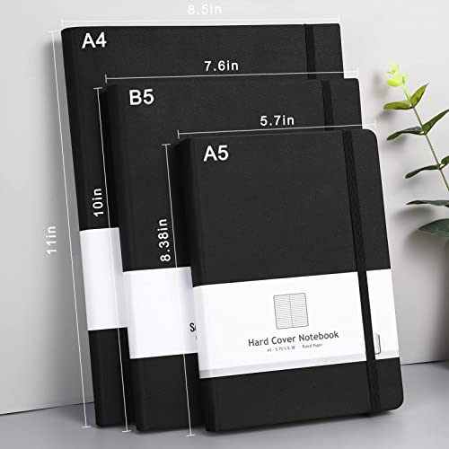 AHGXG Lined Journal Notebook - 320 Numbered Pages Thick Journals for Men, Large B5 College Ruled Notebook for Writing, 100gsm Thick Paper, Leather Softcover, for Women Work School, 7.6'' X 10''-Black