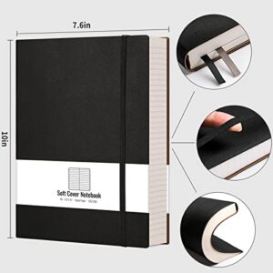 AHGXG Lined Journal Notebook - 320 Numbered Pages Thick Journals for Men, Large B5 College Ruled Notebook for Writing, 100gsm Thick Paper, Leather Softcover, for Women Work School, 7.6'' X 10''-Black