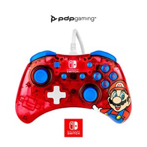 pdp rock candy enhanced wired power nintendo switch pro controller, official licensed nintendo switch mario accessories/switch lite/oled compatible, compact durable for travel, ergonomic non-slip joystick