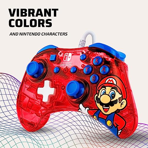 PDP Rock Candy Enhanced Wired Power Nintendo Switch Pro Controller, Official Licensed Nintendo Switch Mario Accessories/Switch Lite/OLED Compatible, Compact Durable for Travel, Ergonomic Non-Slip Joystick