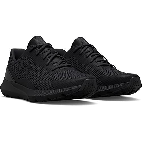 Under Armour Men's Surge 3 Road Running Shoe, (002) Black/Black/Black, 7.5