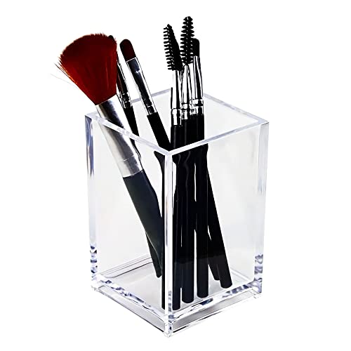 zeyce Acrylic Pen Holder, Clear Makeup Brush Holders Eyebrow Stationery Organizer for Office, Desk and Dressers