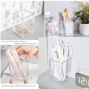 zeyce Acrylic Pen Holder, Clear Makeup Brush Holders Eyebrow Stationery Organizer for Office, Desk and Dressers