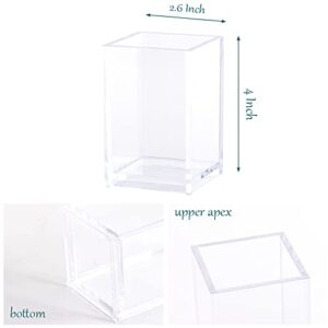 zeyce Acrylic Pen Holder, Clear Makeup Brush Holders Eyebrow Stationery Organizer for Office, Desk and Dressers