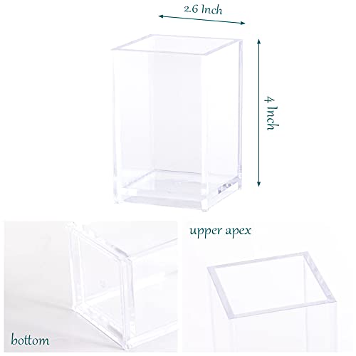 zeyce Acrylic Pen Holder, Clear Makeup Brush Holders Eyebrow Stationery Organizer for Office, Desk and Dressers