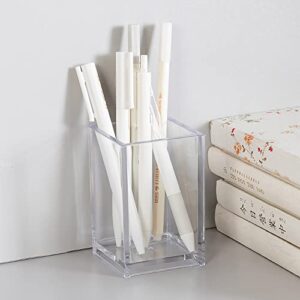 zeyce Acrylic Pen Holder, Clear Makeup Brush Holders Eyebrow Stationery Organizer for Office, Desk and Dressers