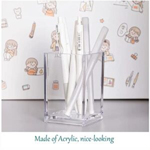 zeyce Acrylic Pen Holder, Clear Makeup Brush Holders Eyebrow Stationery Organizer for Office, Desk and Dressers