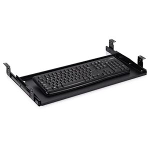 lilithye keyboard tray under desk drawer, 21.6 x 10.2inch ergonomic keyboard tray heavy-duty metal slide-out platform keyboard tray for home office computer desk (black)