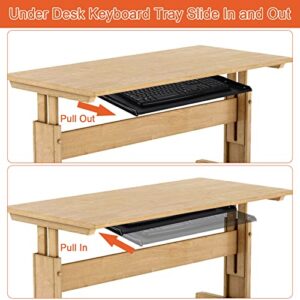 Lilithye Keyboard Tray Under Desk Drawer, 21.6 x 10.2inch Ergonomic Keyboard Tray Heavy-Duty Metal Slide-Out Platform Keyboard Tray for Home Office Computer Desk (Black)