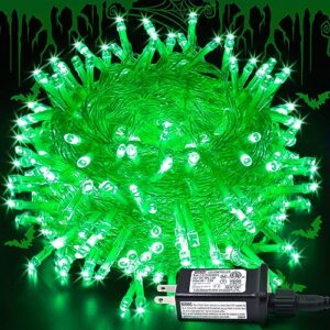 jmexsuss halloween decorations 33ft 100 led green halloween lights, 8 modes connectable green christmas lights clear wire, plug-in green string lights indoor outdoor waterproof for grinch, christmas