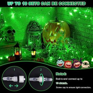 JMEXSUSS Halloween Decorations 33ft 100 LED Green Halloween Lights, 8 Modes Connectable Green Christmas Lights Clear Wire, Plug-in Green String Lights Indoor Outdoor Waterproof for Grinch, Christmas