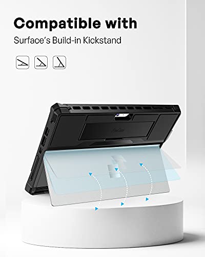 ProCase Case for 12.3" Microsoft Surface Pro 7 Plus, Pro 7, Pro 6, Pro 5, Pro 2017, Pro 4, Pro LTE, Rugged Protective Cover with Pencil Holder, Hand Strap, Compatible with Type Cover Keyboard -Black