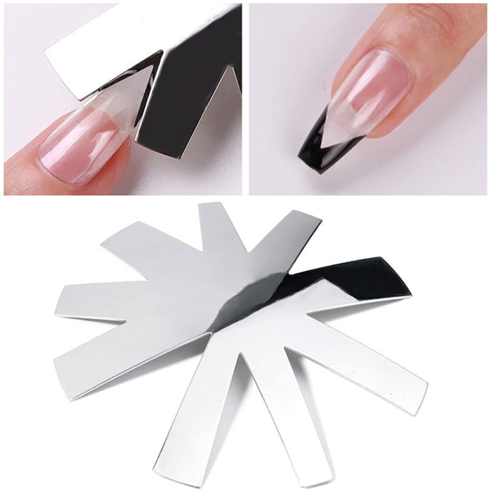 French Cutter for Nails, Lokyango 3pcs French Tip Cutter Edge Trimmer Easy Smile Line Acrylic V Cut Nail with 2pcs Brush, 1pcs Cutting Knife, 5 Spare Blades 7 Piece Set (A)