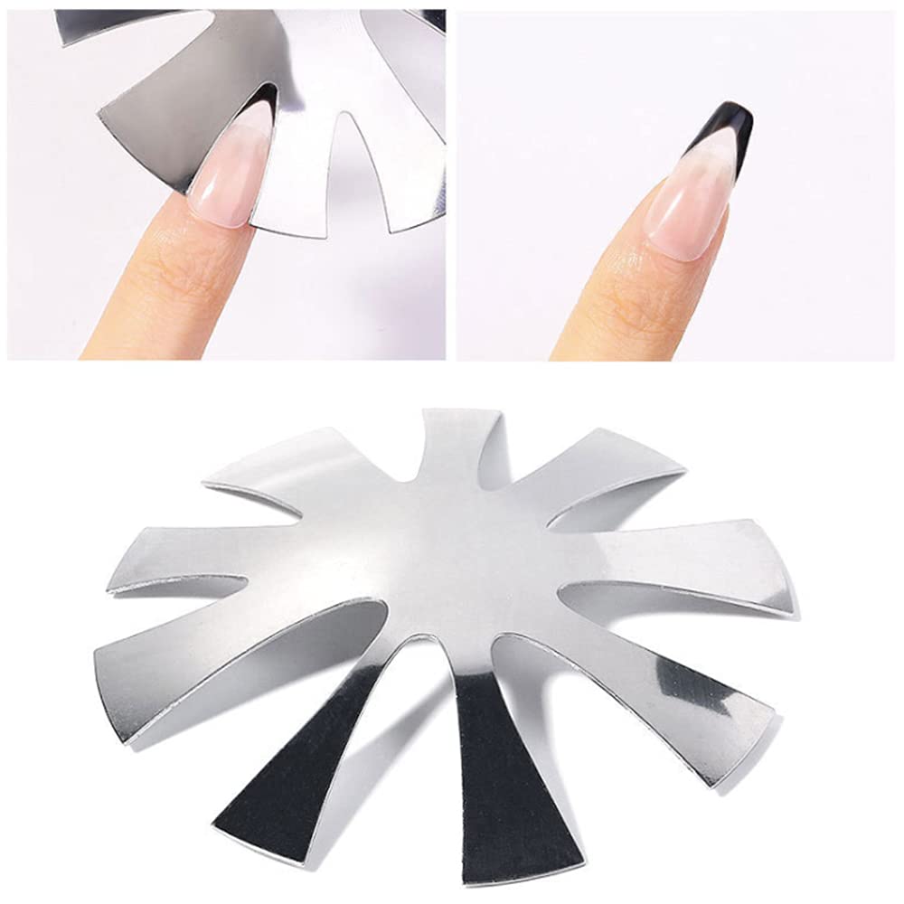 French Cutter for Nails, Lokyango 3pcs French Tip Cutter Edge Trimmer Easy Smile Line Acrylic V Cut Nail with 2pcs Brush, 1pcs Cutting Knife, 5 Spare Blades 7 Piece Set (A)