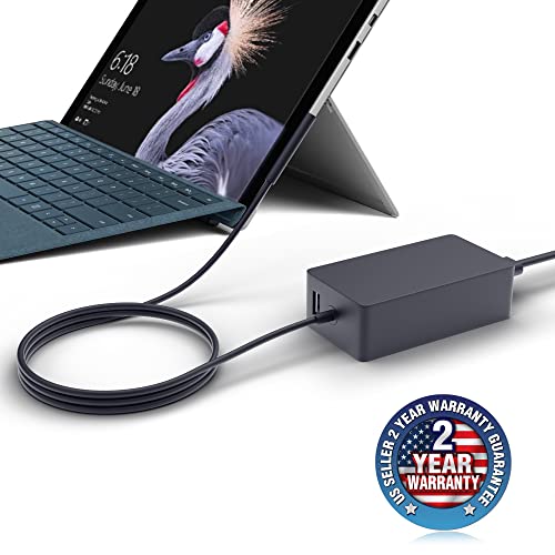 PowerSource 65W 44W 36W 24W UL Listed Charger for Microsoft Surface Pro 8 Pro X Pro 7 Pro 6 Pro 5 Pro 4 Pro 3, Surface Laptop 1 2 3 4, Surface GO 1 2, Pro 1706 & Pro X Power-Supply Charger Cord
