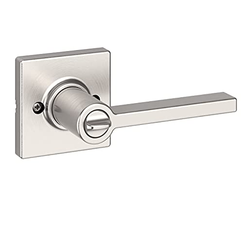 Kwikset Casey Entry Door Handle with Lock and Key, Secure Keyed Reversible Lever Exterior, For Front Entrance and Bedrooms, Satin Nickel, Pick Resistant Smartkey Rekey Security and Microban