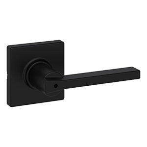 kwikset casey interior privacy door handle with lock, door lever for bathroom and bedroom, matte black reversible keyless turn lock, with microban protection