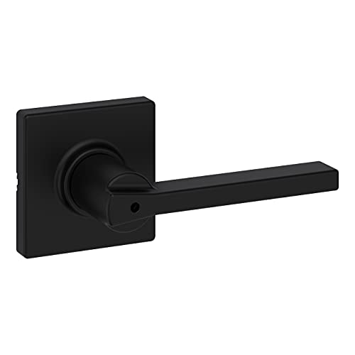 Kwikset Casey Interior Privacy Door Handle with Lock, Door Lever For Bathroom and Bedroom, Matte Black Reversible Keyless Turn Lock, with Microban Protection