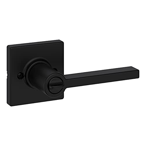 Kwikset Casey Interior Privacy Door Handle with Lock, Door Lever For Bathroom and Bedroom, Matte Black Reversible Keyless Turn Lock, with Microban Protection