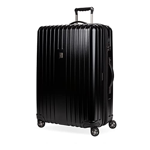 SwissGear 7910 Hardside Expandable Luggage with Spinner Wheels, TSA Lock and USB, Black, Checked-Large 27-Inch