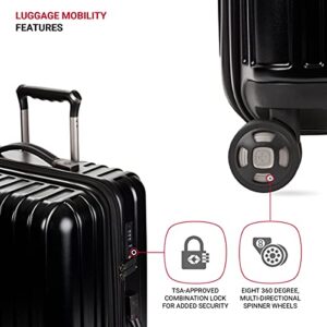 SwissGear 7910 Hardside Expandable Luggage with Spinner Wheels, TSA Lock and USB, Black, Checked-Large 27-Inch