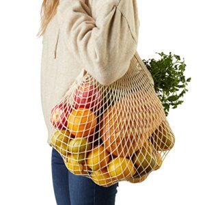 6 Pack Reusable Cotton Mesh Grocery Bags for Produce, Fruit, Vegetables, Net String Shopping Totes (4 Colors)