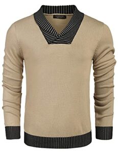 coofandy mens shawl collar knitted sweater casual long sleeve pullover khaki