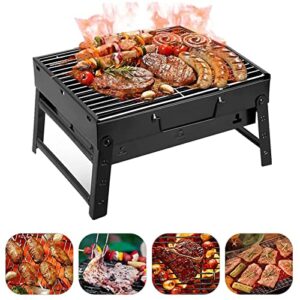 charcoal grill, portable folding barbecue grill bbq grill desk tabletop outdoor stainless steel camping grill for picnic garden terrace camping travel(medium)