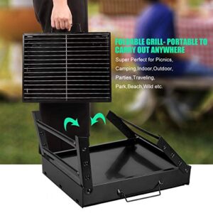 Charcoal Grill, Portable Folding Barbecue Grill BBQ Grill Desk Tabletop Outdoor Stainless Steel Camping Grill for Picnic Garden Terrace Camping Travel(Medium)