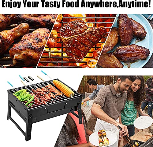 Charcoal Grill, Portable Folding Barbecue Grill BBQ Grill Desk Tabletop Outdoor Stainless Steel Camping Grill for Picnic Garden Terrace Camping Travel(Medium)