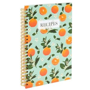 Pipilo Press Blank Recipe Book to Write Your Own Recipes, 120 Pages, 8 Sections, Floral and Orange Theme, Laminated Hardcover (5.5 x 8.5 In)