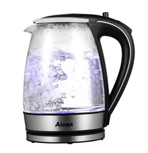 electric kettle,kettle water boiler,auto shut off, blue led light,1.8l cordless 360° base,one-handed operation easy to use,aiosa electric kettles…