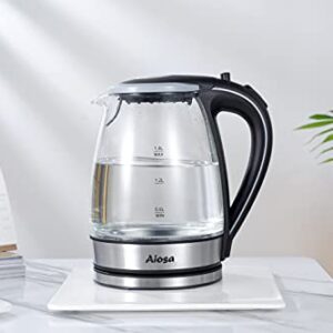 Electric Kettle,kettle water boiler,Auto Shut Off, Blue LED Light,1.8L Cordless 360° Base,One-Handed Operation Easy To Use,Aiosa Electric Kettles…