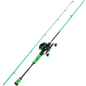 One Bass Fishing Rod and Reel Combo, Baitcasting Combo with SuperPolymer Handle- Green-1.8M -Right Handed