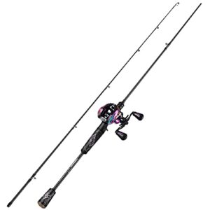 One Bass Fishing Rod and Reel Combo, Baitcasting Combo with SuperPolymer Handle-Black-1.8M -Right Handed