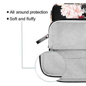 MOSISO Laptop Sleeve Bag Compatible with MacBook Air/Pro,13-13.3 inch Notebook,Compatible with MacBook Pro 14 inch 2023-2021 M2 A2779 A2442 M1, Peony PU Leather Padded Bag Waterproof Case, Black