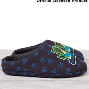 Minecraft Slippers Boys Kids Blue Creeper vs Zombie TNT House Shoes 2.5 US