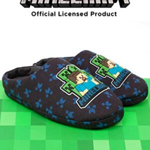 Minecraft Slippers Boys Kids Blue Creeper vs Zombie TNT House Shoes 2.5 US