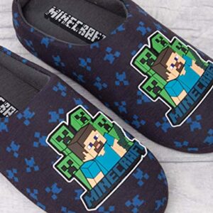 Minecraft Slippers Boys Kids Blue Creeper vs Zombie TNT House Shoes 2.5 US