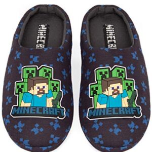 Minecraft Slippers Boys Kids Blue Creeper vs Zombie TNT House Shoes 2.5 US