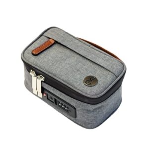 herb & mary trendy accessories bag 7" x 4" x 3.25" storage case with carbon lining | travel size organisation | integrated combination lock