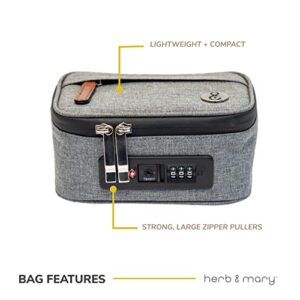 Herb & Mary Trendy Accessories Bag 7" x 4" x 3.25" Storage Case with Carbon Lining | Travel Size Organisation | Integrated Combination Lock