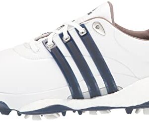 adidas Men's TOUR360 22 Golf Shoes, Footwear White/Silver Metallic/Team Navy Blue, 10