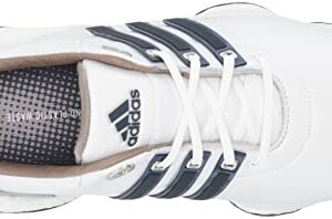 adidas Men's TOUR360 22 Golf Shoes, Footwear White/Silver Metallic/Team Navy Blue, 10