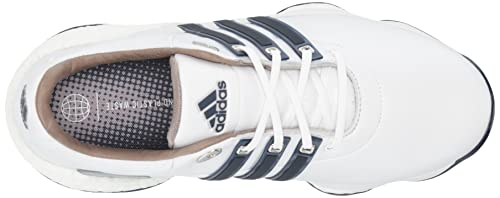 adidas Men's TOUR360 22 Golf Shoes, Footwear White/Silver Metallic/Team Navy Blue, 10