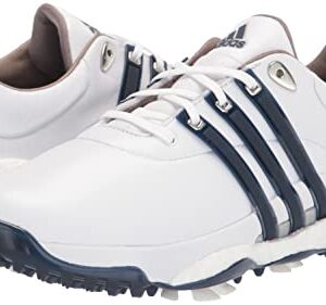 adidas Men's TOUR360 22 Golf Shoes, Footwear White/Silver Metallic/Team Navy Blue, 10