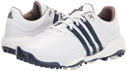 adidas Men's TOUR360 22 Golf Shoes, Footwear White/Silver Metallic/Team Navy Blue, 10