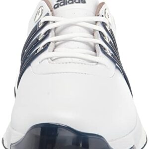 adidas Men's TOUR360 22 Golf Shoes, Footwear White/Silver Metallic/Team Navy Blue, 10